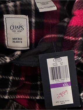 Chaps Micro Fleece Plaid Shirt - Red, Black & White